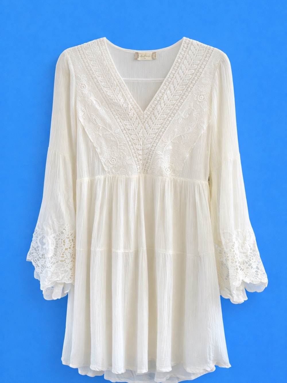 Altar'd State Cream Lace-Trim Mini Dress